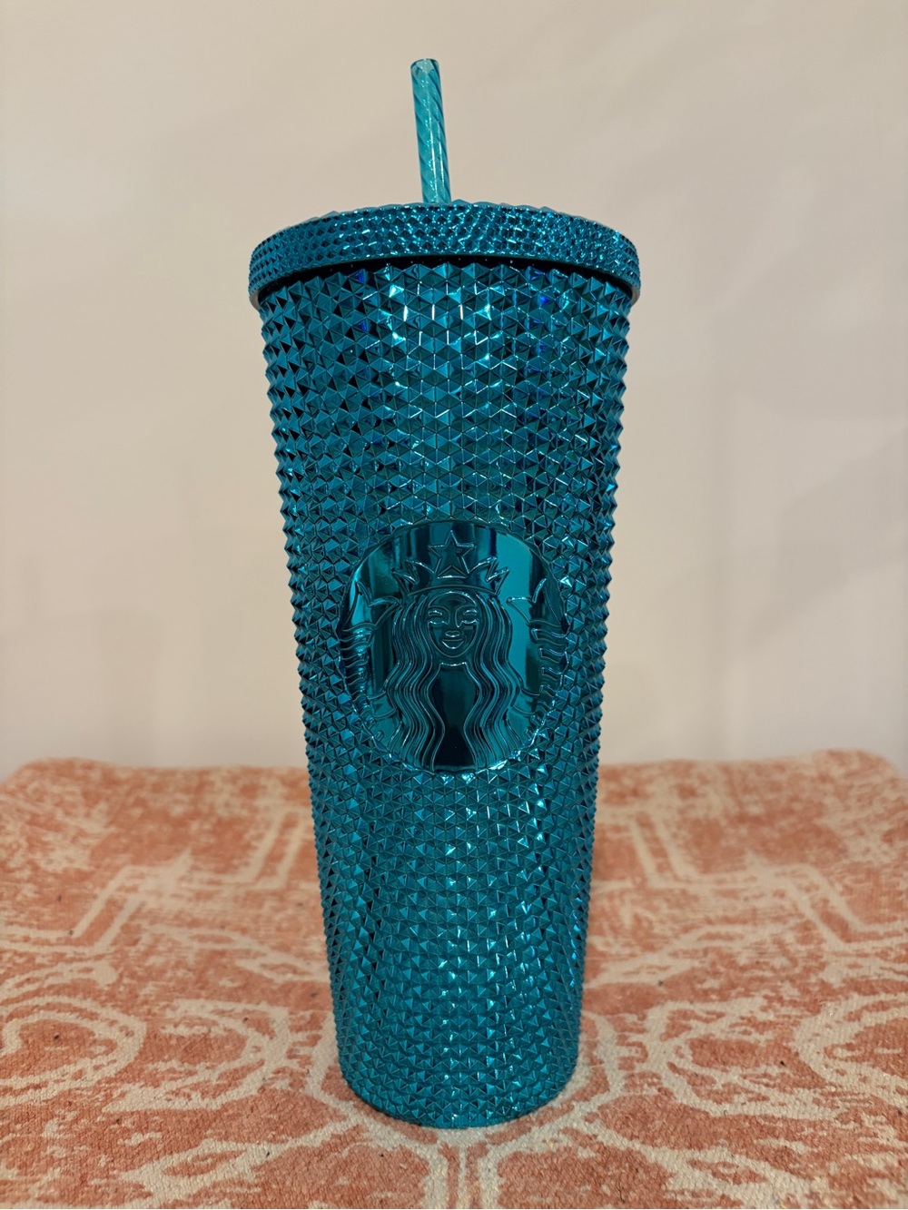 Starbucks 24 oz Blue Spring 2024 Chrome Studded Venti Cold Cup Tumbler